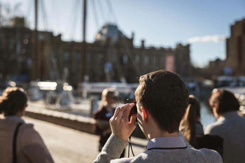 Man on Hidden Hobart Tours takes photograph